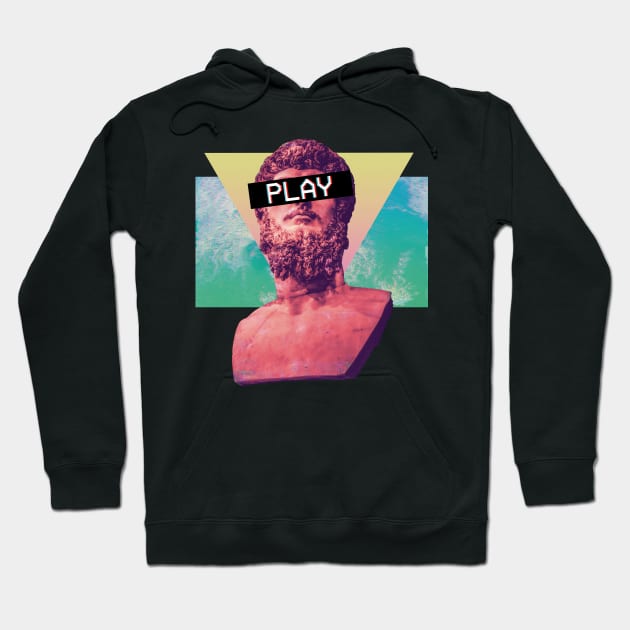 Vaporwave Aesthetic Glitch Effect Play Bust Hoodie by bestcoolshirts